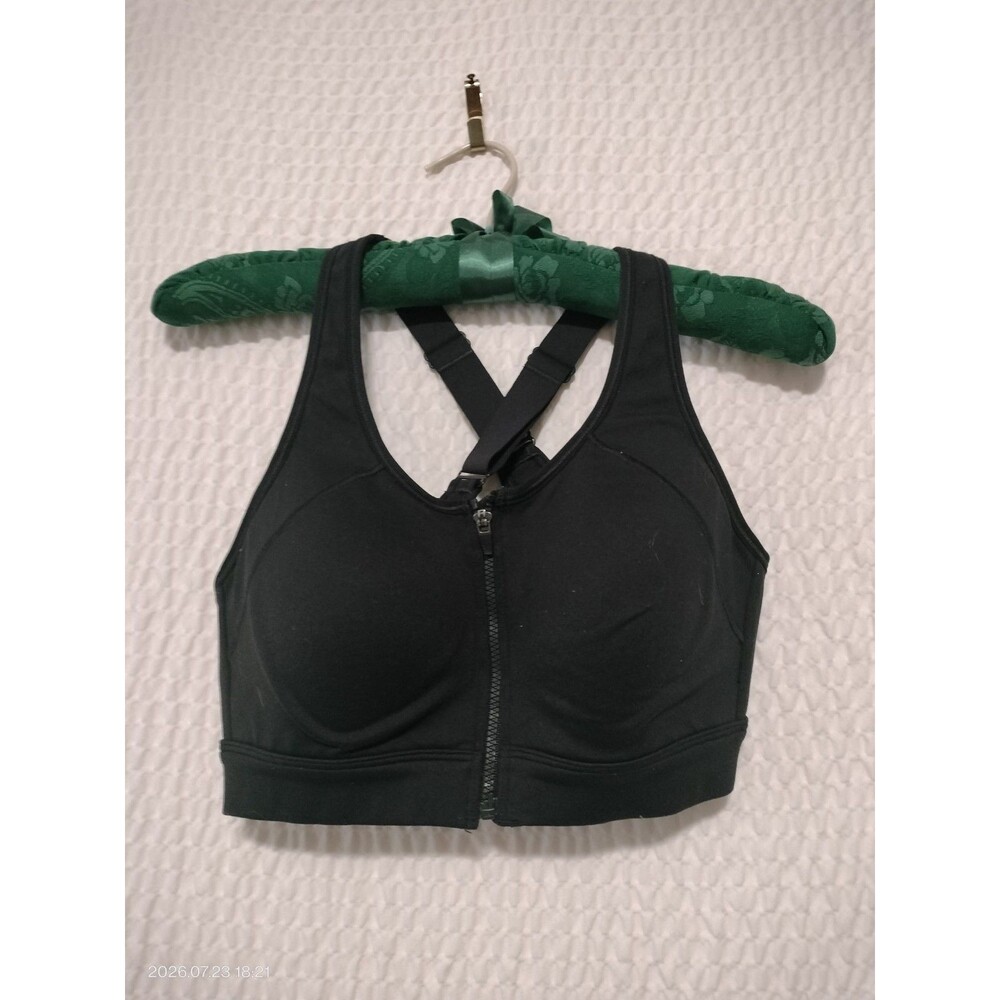 Under Armour High Crossback Zip Sports Bra Black High Impact Sz Medium